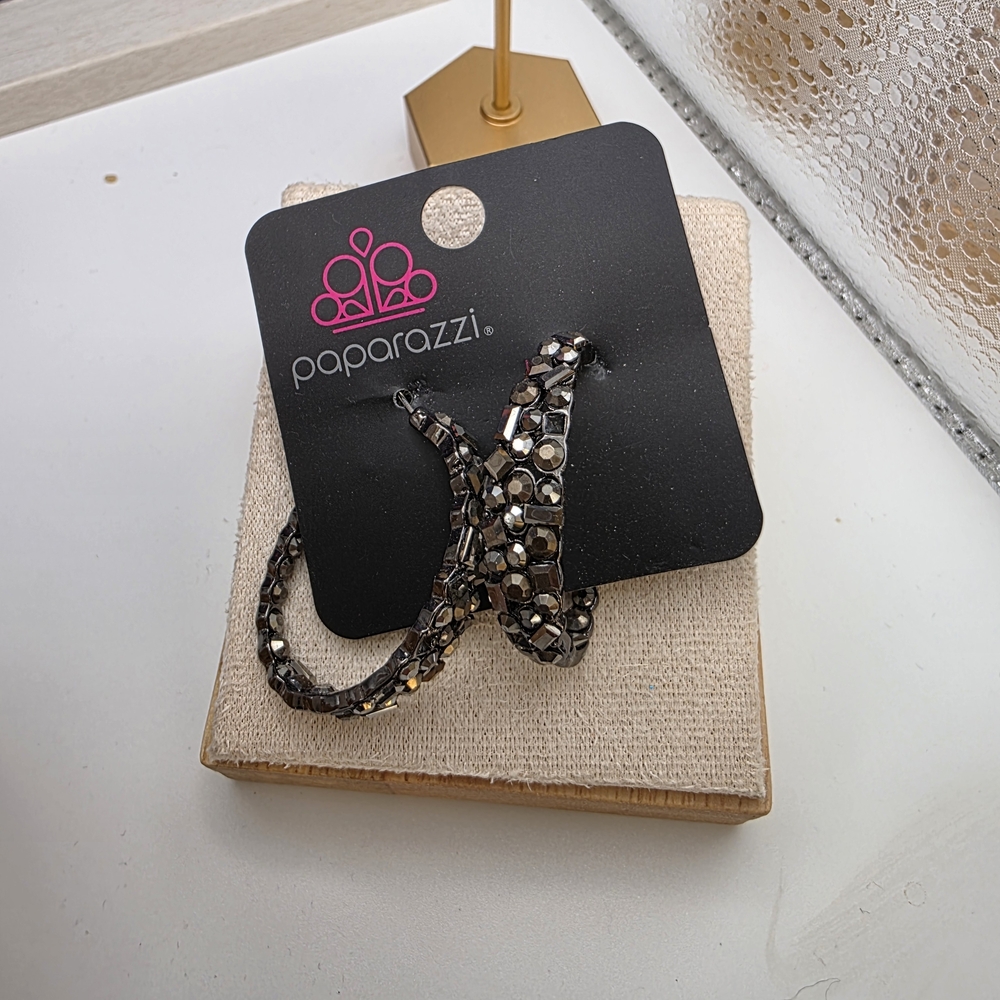 Paparazzi Gunmetal Hoop Earrings (036)